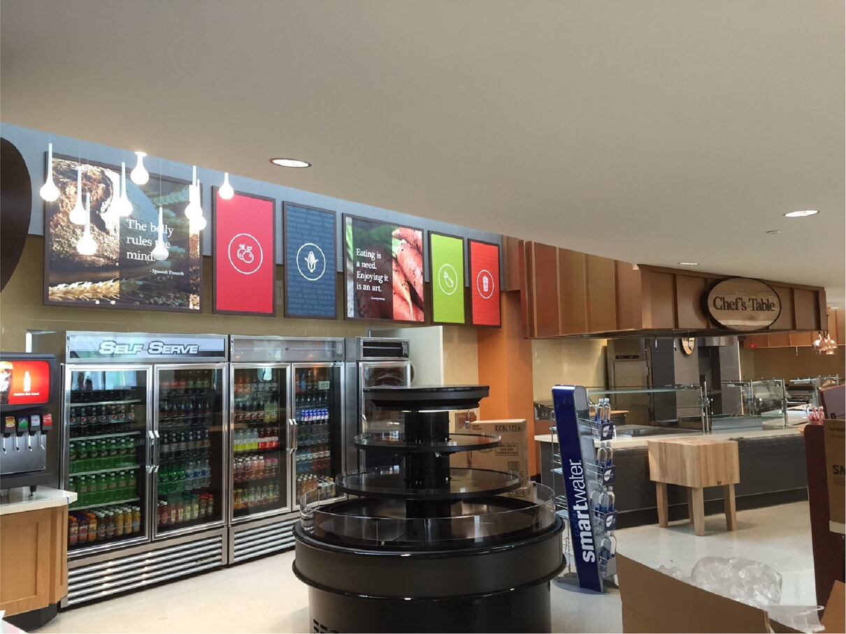 digital posters in cafe